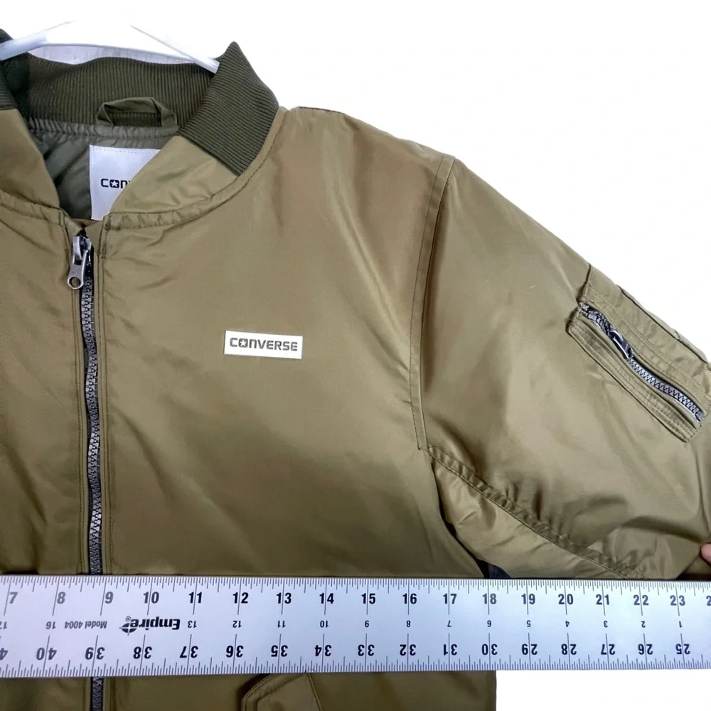 CONVERSE Green Varsity Nylon Bomber Jacket Boys Size: L (12-13 YRS)